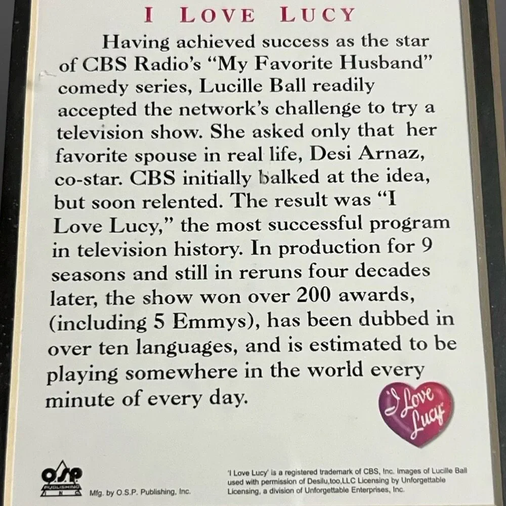 Vintage I Love Lucy Lucille Ball Desi Arnaz Vitameatavegamin Double Matt Frame